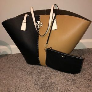 Tory Burch Mcgraw Color Block Leather XL Tote